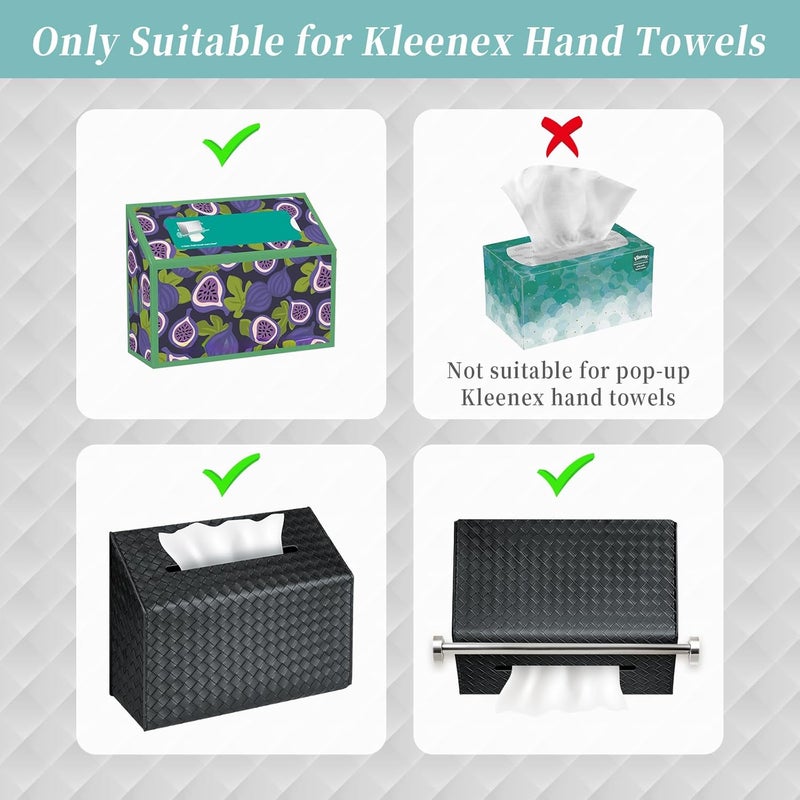 NiHome PU Leather Tissue Box Cover for Kleenex Hand Towels, Versatile for Countertops and Towel Racks, Leather Enhances Home Decor, Easy to Use with Exquisite Edging Craftsmanship (Black) - Image 2